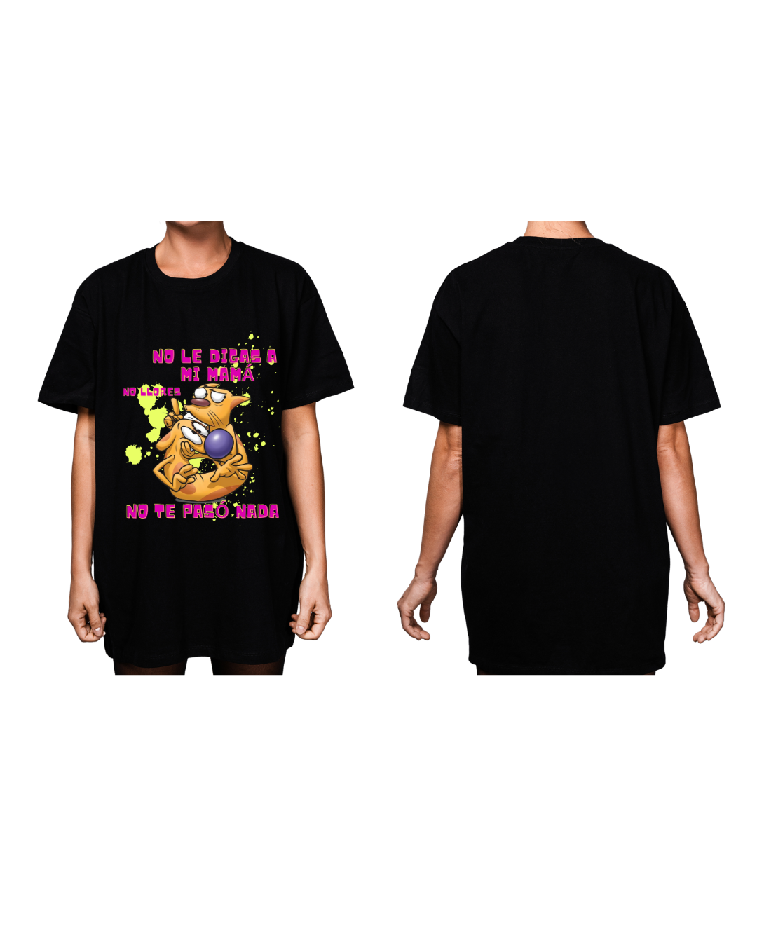 #3013 Playera Oversized Cat Dog - Dark Cosmos MX