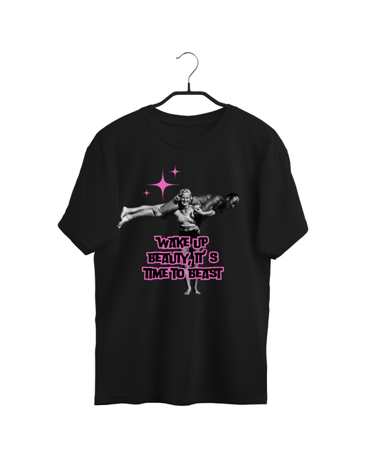 #8005 - Playera Oversized Gym "It's time to beast"